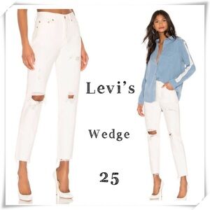 Levi’s High Rise Wedge Snug Through Hip & Thigh Tapered Leg Jeans White Size 25